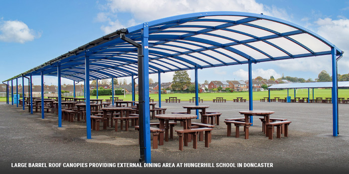 Outdoor dining canopy for school